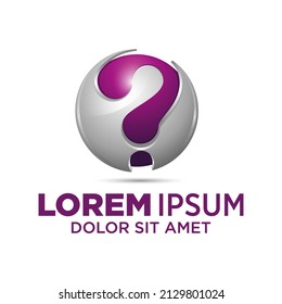 3d Question mark icon logo Design Template. Question mark on sphere world icon 