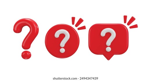 3d question mark icon on a asking FAQ and QNA answer solution information. Having on a question mark icon set vector illustration