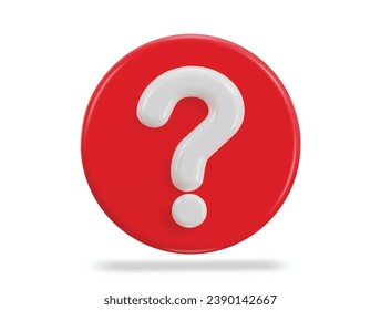 3d question mark icon with red circle button vector illustration