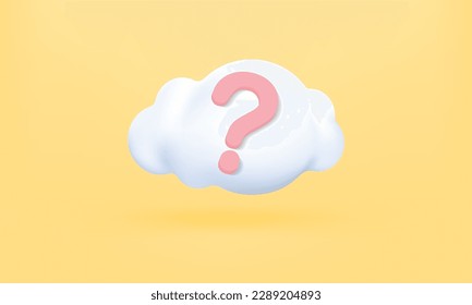 3d question mark icon sign or ask FAQ and QA answer solution information. Have a question, question answer sign or problem with cartoon 3d style concept. 3d faq icon vector rendering illustration