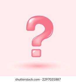 3d question mark icon sign or ask FAQ and QA answer solution information. Have a question, question answer sign or problem with cartoon 3d style concept. 3d faq icon vector rendering illustration.