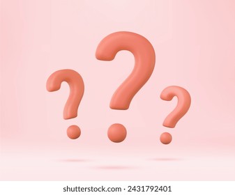 3d question mark icon sign or ask FAQ and QA answer solution information. Have a question, question answer sign or problem. 3d rendering. Vector illustration