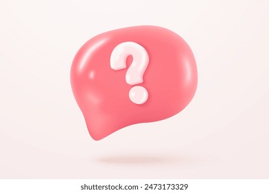 3d question mark icon sign or ask FAQ and QA answer solution information. Have a question, question answer sign or problem with cartoon minimal style concept. 3d icon vector rendering illustration