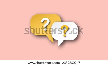 3d question mark icon sign or ask FAQ and QA answer solution information. Have a question, question answer sign or problem with minimal 3d concept. 3d doubt talk icon vector render illustration