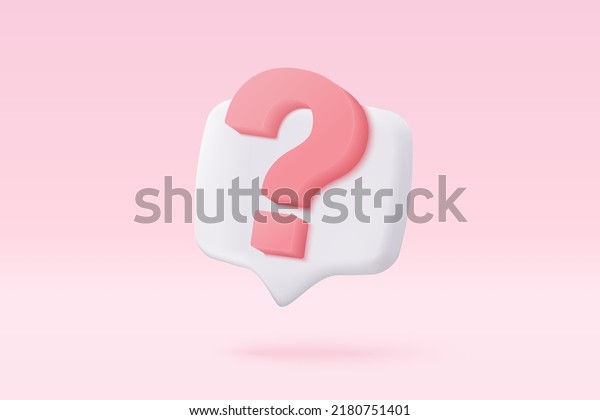 3d question mark icon sign or ask FAQ and QA\
answer solution information. Have a question, question answer sign\
or problem with cartoon 3d style concept. 3d faq icon vector\
rendering illustration