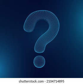 3D Question Mark. Lowpoly Abstract Question Sign. Ask Symbol. Help Support. FAQ Problem Symbol. Thinking Concept. Wireframe Vector Illustration.