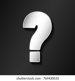 3d question mark with metal effect on black background. Vector.