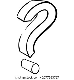 3d question mark sketch vector illustration hand draw