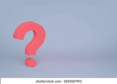 símbolo de signo de interrogación 3d en el fondo de la escena, ilustración vectorial