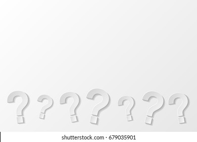 3d question marks on bright background. Vector.