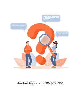 3d question people for landing page design. Flat vector illustration. People communicate. Vector illustration.