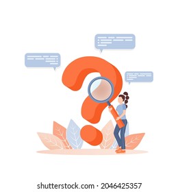 3d question people for landing page design. Flat vector illustration. People communicate. Vector illustration.