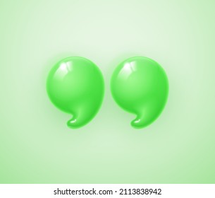 3d quote realistic render design in cute cartoon style volumetric icons of quotation marks. Innovative Quote speech bubble template. Modern Minimal 3d render cartoon design quotation bubble message