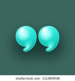 3d quote realistic render design in cute cartoon style volumetric icons of quotation marks. Innovative Quote speech bubble template. Modern Minimal 3d render cartoon design quotation bubble message