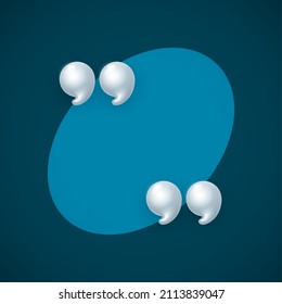 3d quote realistic render design in cute cartoon style volumetric icons of quotation marks. Innovative Quote speech bubble template. Modern Minimal 3d render cartoon design quotation bubble message