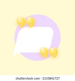 3d Quote Realistic Render Design In Cute Cartoon Style Volumetric Icons Of Quotation Marks. Innovative Quote Speech Bubble Template. Modern Minimal 3d Render Cartoon Design Quotation Bubble Message