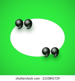 3d quote realistic render design in cute cartoon style volumetric icons of quotation marks. Innovative Quote speech bubble template. Modern Minimal 3d render cartoon design quotation bubble message