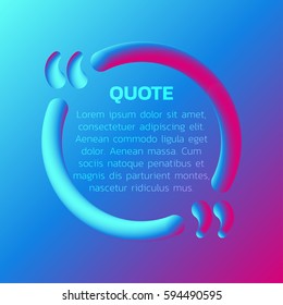 3D Quote text bubble. Creative template for your design. Vector illustration.