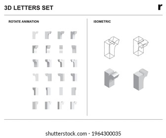 3d r Alphabet Letters Set Animate Isometric Wireframe Vector