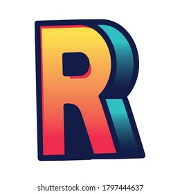 3d r gradient letter design, lettering typography retro and comic theme Vector illustration