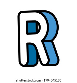 3d r letter design, lettering typography retro and comic theme Vector illustration