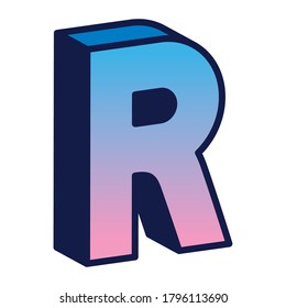 3d r letter design, lettering typography retro and comic theme Vector illustration