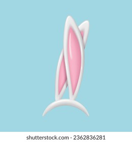 3d Rabbit ears. realistic plastic Easter bunny ears. Vector illustrations. Photo editor, booth, video chat app isolated cliparts