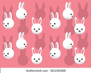 3D Rabbit Head Animation Cartoon Vector Illustration Seamless Background-01
