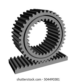 3D rack pinion spur gear wheel cogwheel vector