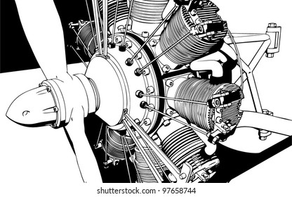 3D Radial Engine Cylinder illustration