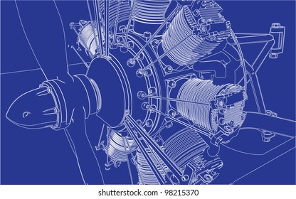 3D Radial Engine Cylinder illustration