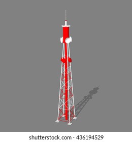 3d Radio Tower.Isolated on gray  background. Vector illustration.