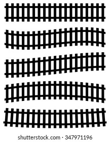 3d railway, railroad track silhouettes. (Straight version repeatable.)