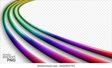 3D Rainbow Colored Cables on Transparent Pattern, Ready For PNG, Vector Illustration