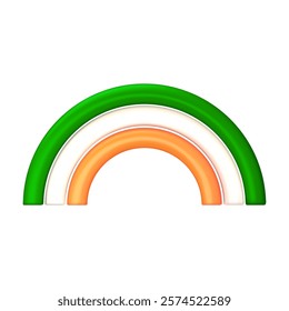 3D Rainbow in colors of Irish flag. Decorative element for St. Patricks Day. Vector 3D realistic illustration isolated on white background.