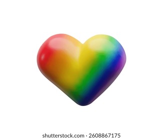3d rainbow flag heart for Pride Month. Three-dimensional vector illustration to sexual diversity. Gender freedom for LGBTQIA rights. community. Gay lovers, transgender couple, lesbian marriage.