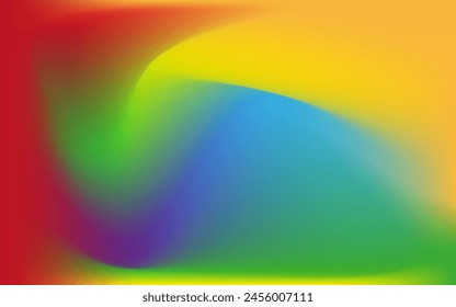 3D Rainbow Gradient Wavy Background Design. Pride Month backdrop template. Distorted Swirl Twirl Technology, Music in trend 90s style. Y2K Vector aesthetic can used Wb banner, poster.