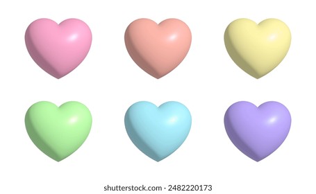 3D rainbow hearts colors love