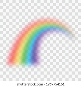 3d rainbow icon on a transparent background. Detailed isolated symbol. Cute realistic vector illustration with blur effect.