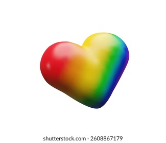 3d rainbow left flag heart for Pride Month. Three-dimensional vector illustration to sexual diversity. Gender freedom for LGBTQIA rights. community. Gay lovers, transgender couple, lesbian marriage.
