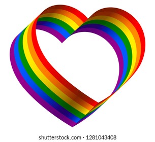 3d rainbow ribbon heart