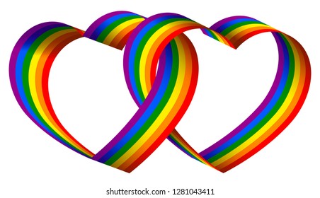 3d rainbow ribbon heart