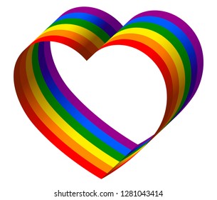 3d rainbow ribbon heart