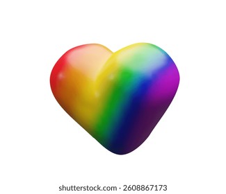 3d rainbow right flag heart for Pride Month. Three-dimensional vector illustration to sexual diversity. Gender freedom for LGBTQIA rights. community. Gay lovers, transgender couple, lesbian marriage.