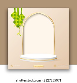 3d ramadan kareem background with podium