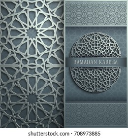 3d Ramadan Kareem greeting card,invitation islamic style.Arabic circle pattern.Islamic brochure