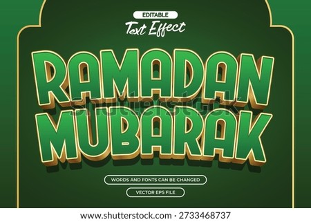 3d Ramadan mubarak editable text effect with green background