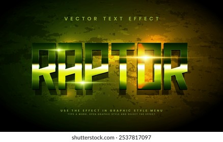 3D Raptor editable vector text effect, suitable for wild life theme