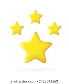 3D Rating stars icon for review product. Collection icon design for game, ui, banner, design for app, interface, game development. Realistic 3d design of the object. Vector illustration