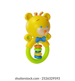 3d Rattle ou Beanbag bebê brinquedo recém-nascido cuidado acessório conceito Design de desenhos animados estilo isolado em um fundo branco. Ilustração vetorial